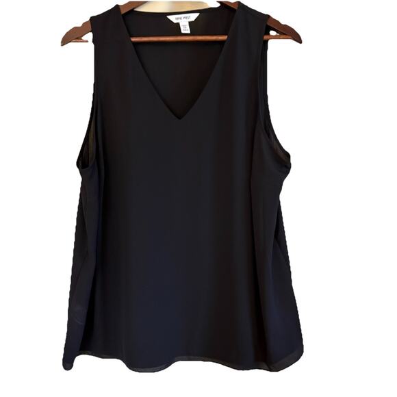 NWT Nine West Women’s V-neck Sleeveless Lined Blouse Tank Plus Size 0X - Picture 1 of 12
